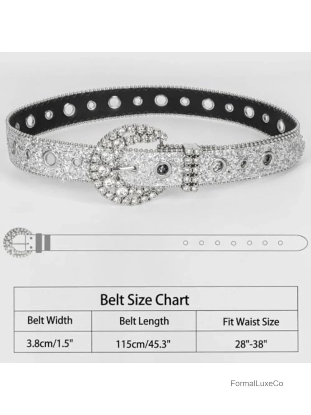 Rhinestone Studded Bling Cowgirl Western Belt, Faux Leather